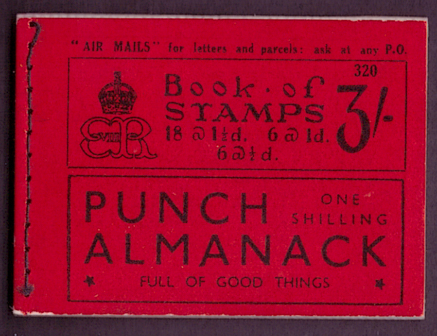 BC3 Nov 1936 Edward VIII 3/- Stitched Booklet Edition 320 (Dark Green blotting paper)
