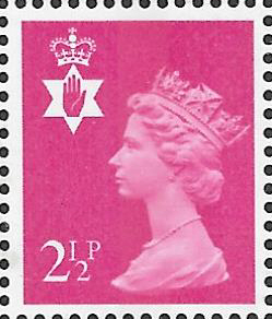 1973 Northern Ireland 2.5p Pale Magenta FCP(H)/PVAl Cylinder 4 (8) dot block of 6