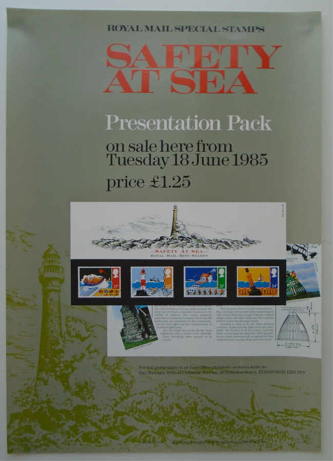 (image for) 1985 Safety At Sea Post Office A3 poster. PL(P)3269 4/85 CP.