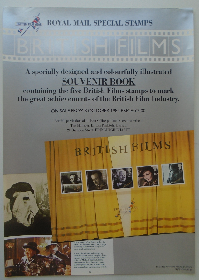 (image for) 1985 British Films Souvenir Book Post Office A3 poster. PL(P) 3296 9/85 PF.