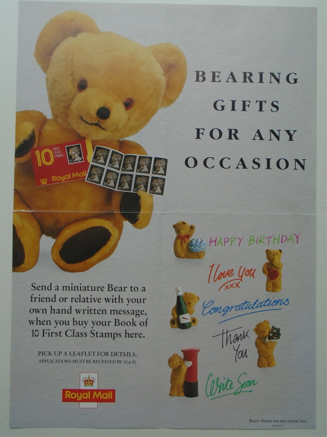 (image for) 1990 "Bearing Gifts..." Post Office A3 poster. RM0490/P.